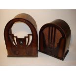 A Philco type 84 ‘Cathedral’ wireless receiver, In arched bentwood case; and a larger empty Philco