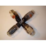 A Harlequin set of four PX4 valves, Marconi; Z8216; Osram; and Marconi slender, no cartons. (4)