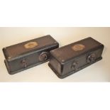 A good pair of Atwater Kent type 35 wireless receivers, With upturned chassis, 5 valve RCA line-ups,