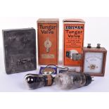 Useful wireless items: A PX4 valve, Osram; a PM24; two Ediswan Tungar rectifier valves, boxed; a BBC