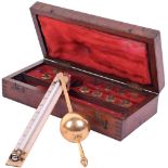 A Sikes’s Hydrometer, Circa 1890, No. 25523, With Buss mercury scale, brass ball and weights, in