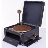 A Cliftophone portable gramophone, With Cliftophone horizontal soundbox, canon brake, 10-inch