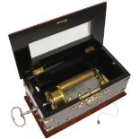 A fine key-wind musical box casket, by Rzebitschek, Circa 1861, Ser. No. 3225/37506, With single-