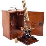 A monocular microscope, by Lawrence & Mayo, Early 20th century, With two oculars, one objective,