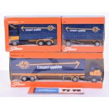 Boxed Tekno 420 Scania LBS 141 ASG Lorry, 426 Volvo F89 Tractor with tarpaulin covered semi-