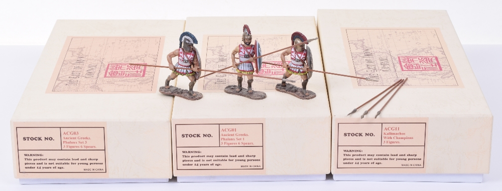 Nine The East of India Company Figures in Three Boxes, ACG03 Phalanx Set 3, ACG01 Phalanx Set 1