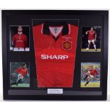 Eric Cantona Signed Manchester United FA Cup Final 1996 Replica Shirt, signature in black marker,