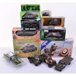 Selection of Military models, including 2 x Corgi sets 923 1929 Thornycroft and the 50th Anniversary