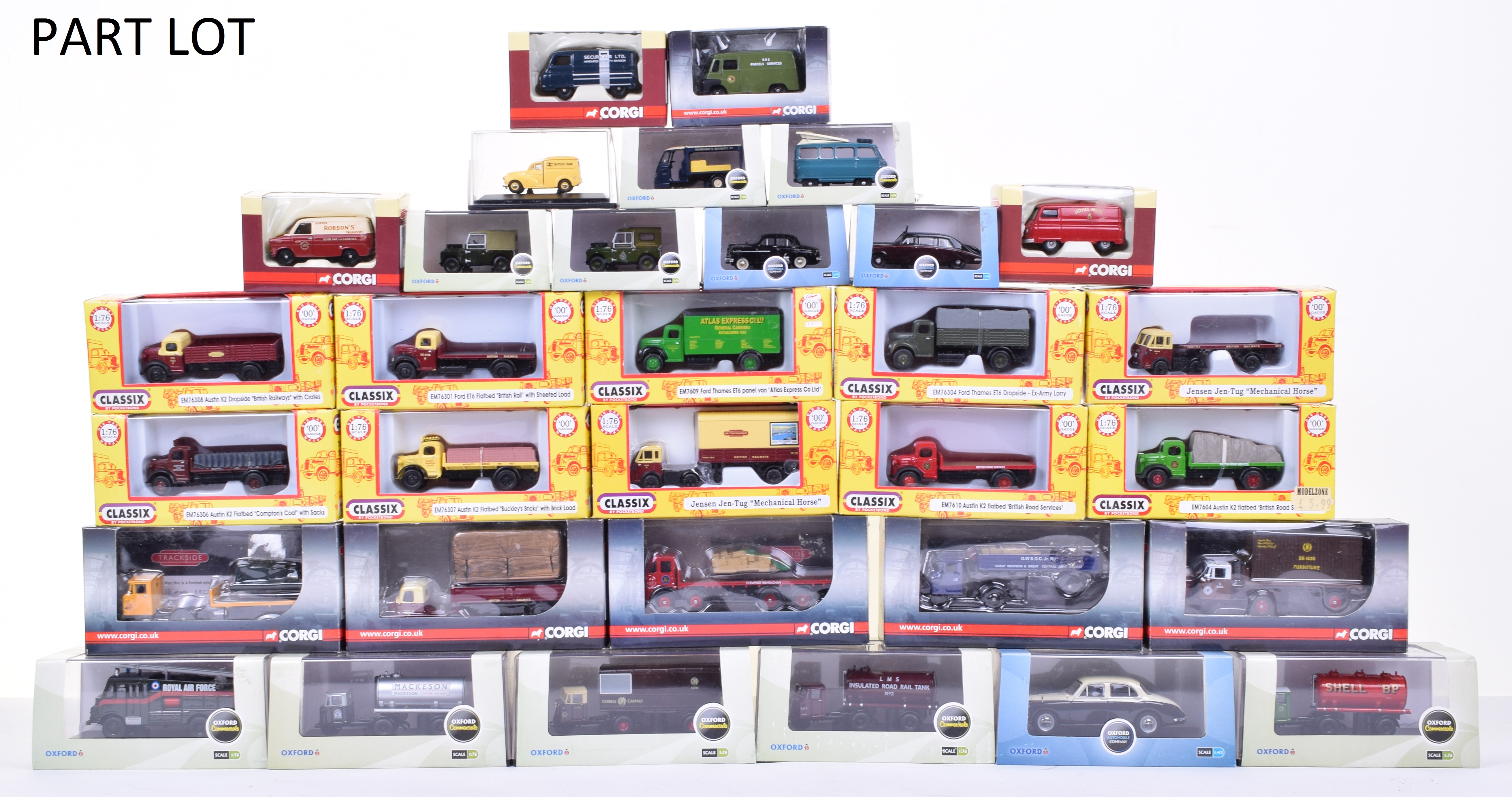 Thirty Classix, Sixteen Oxford Die-Cast and Fouteen Corgi Trackside 1:76 Scale Models. All models