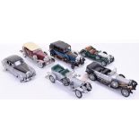 Six Franklin Mint Precision Models, 1:24 scale 1907 Rolls Royce Silver Ghost, 1929 Rolls Royce