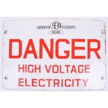 Southern Electricity Board Enamel Sign ‘Danger High Voltage Electricity’ red/white/black enamel-34cm