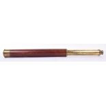 A Brass And Mahogany One drawer Telescope, no makers name , approx 86 cms when drawn, with two