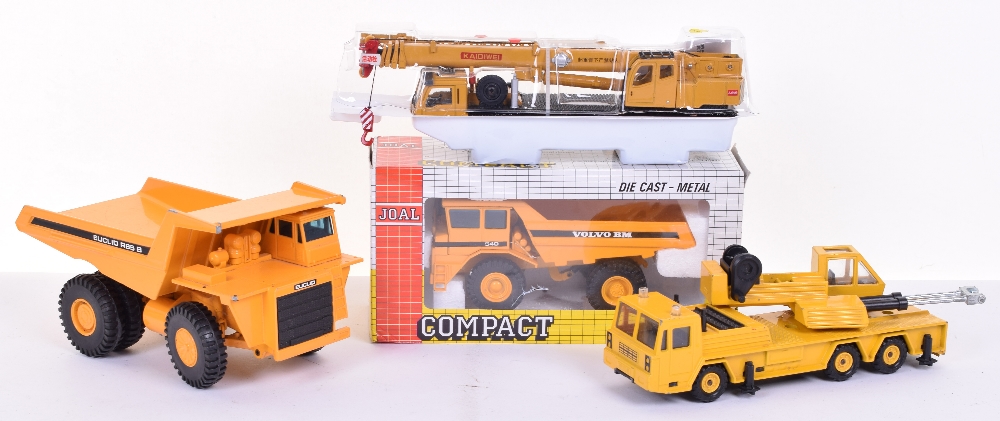 Two Joal Dumper trucks, Volvo BM 540 1:50 Scale model in original box, box has slight wear and one