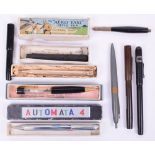 Selection of writing instruments including 2 fountain pens by swan