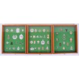 Three Framed Displays of British Anodised Aluminium Military Cap Badges