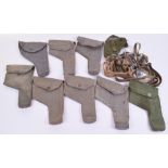 Selection of Royal Air Force (RAF) mostly 1944 dated webbing pistol holsters