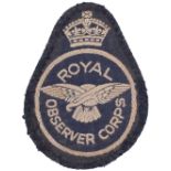 Royal Observer Corps Overalls Badge