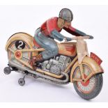 Technofix (US zone) tinplate clockwork trick Motorcycle racer G.E.255