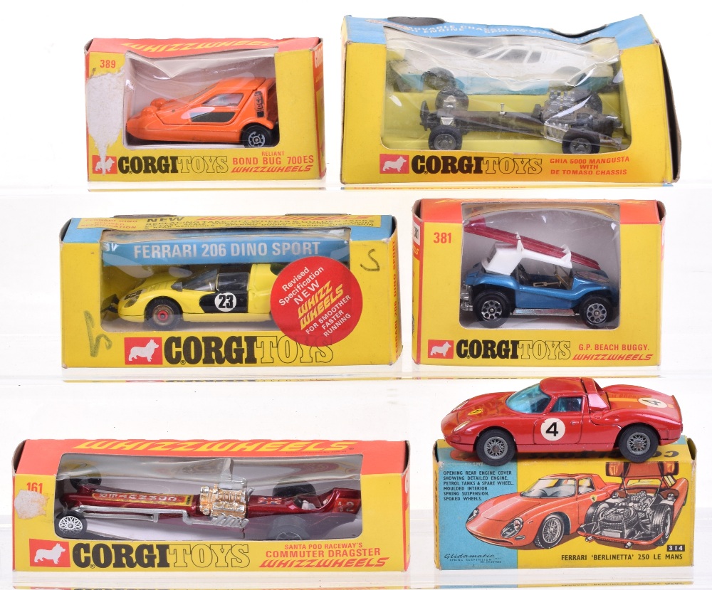 Six Boxed Corgi Toys,161 Whizzwheels Santa Pod Commuter Dragster