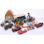 Tinplate Motorbikes and other toys, post war