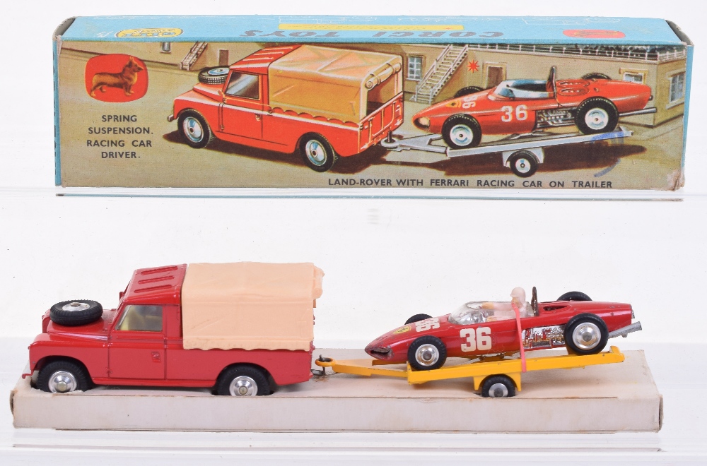 Corgi Toys Gift Set 17, Land-Rover with Ferrari Racing Car on trailer