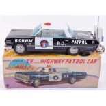 Shimazaki (Japan) Tinplate Battery Operated Chevrolet Impala Police Highway Patrol Car