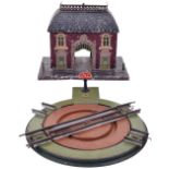 Bing 0 gauge tinplate track side building and turntable