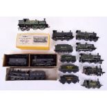 Nine Kit built 00 gauge white metal steam locomotives and other trains