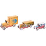 Three French tinplate Delivery vans