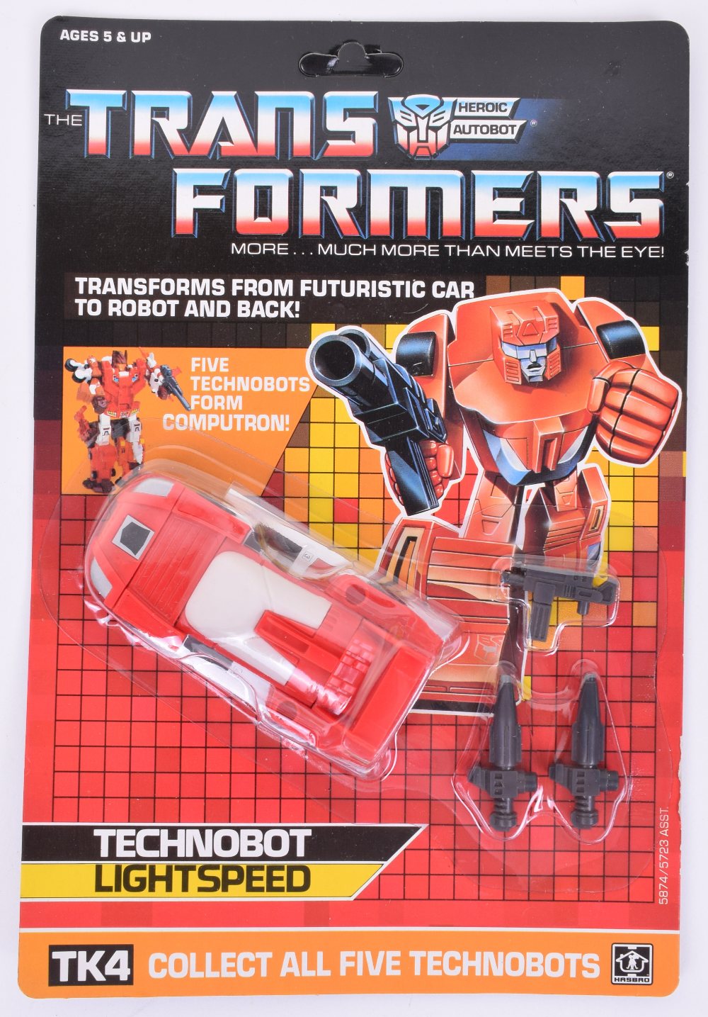 Original Carded Hasbro G1 Transformers, TK4 Technobot ‘Lightspeed’