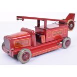 Chad Valley, Ubilda Mechanical Toys, clockwork tinplate Fire Engine CV 10033, 1946-49