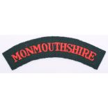 WW2 Monmouthshire Regiment Cloth Shoulder Title