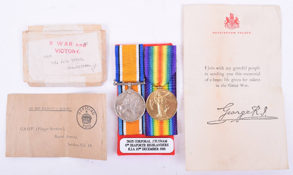 Great War 1916 Casualty Medal Pair Seaforth Highlanders