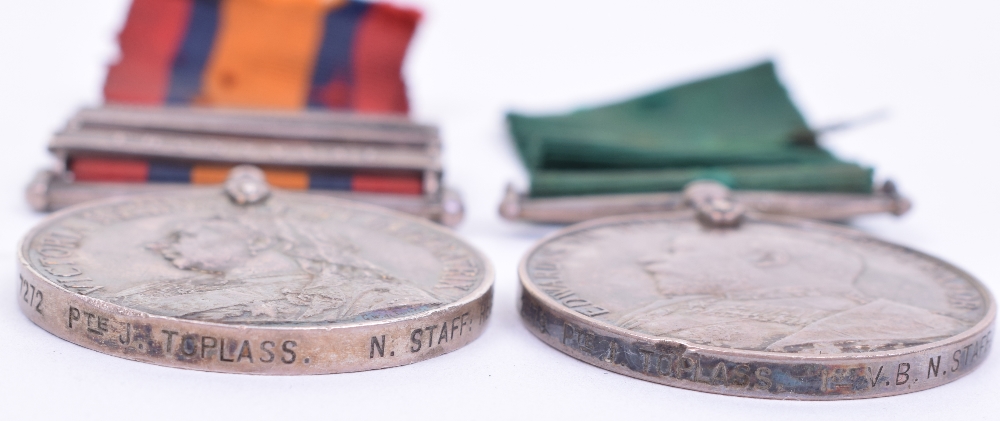 North Staffordshire Regiment Queen’s South Africa Medal and Volunteer Long Service Medal Pair - Image 2 of 3