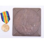 Great War September 1918 Casualty Victory Medal and Memorial Plaque