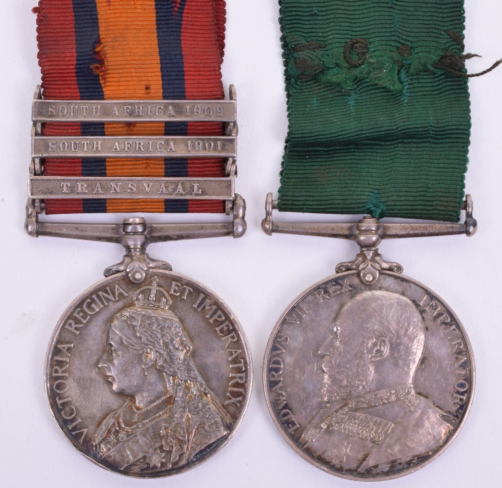 North Staffordshire Regiment Queen’s South Africa Medal and Volunteer Long Service Medal Pair