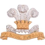 10th Royal Hussars Officers Silver Gilt Cap Badge