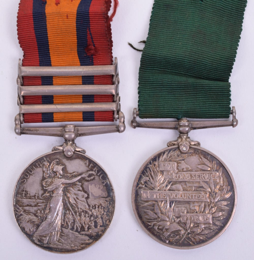 North Staffordshire Regiment Queen’s South Africa Medal and Volunteer Long Service Medal Pair - Image 3 of 3