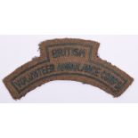 British Volunteer Ambulance Corps Cloth Shoulder Title