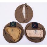 3x WW2 General Service Scottish Regiments Tam O’Shanter Headdress