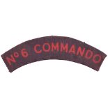 WW2 Printed No6 Commando Cloth Shoulder Title