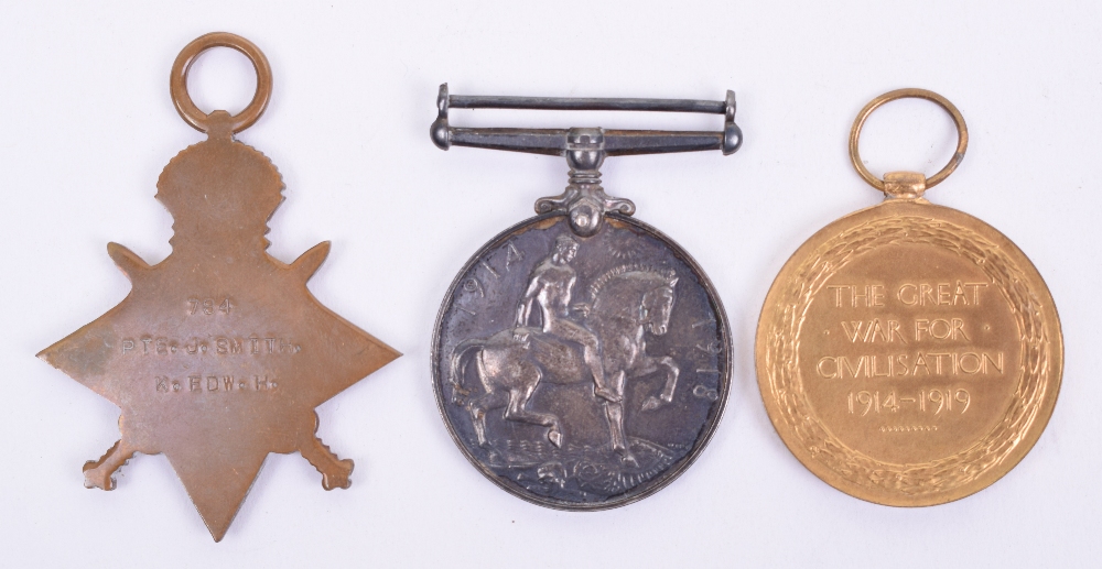 Rare Great War King Edward’s Horse 1914-15 Star Medal Trio - Image 3 of 3