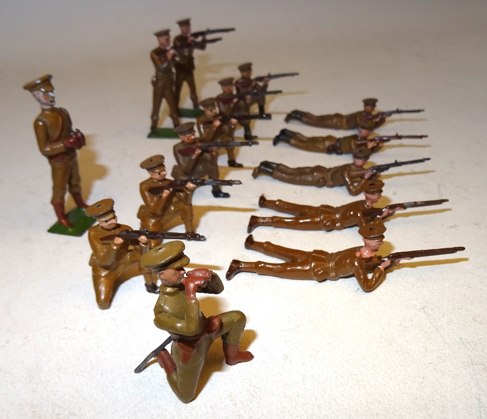 Britains early British Infantry in peak caps firing - Image 4 of 5