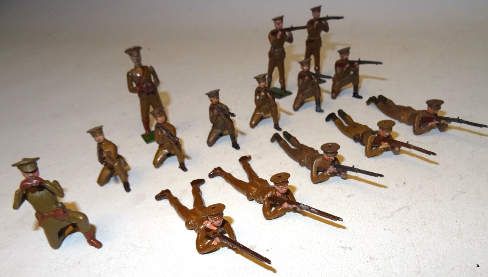 Britains early British Infantry in peak caps firing - Image 2 of 5