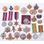 Selection of WW2 British Medals & Cap Badges etc