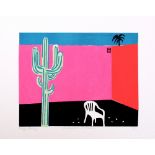 Maggie Burley Courtyard and Cacti screenprint 2 of 10 signed 41 x 51 cm unframed On show at the