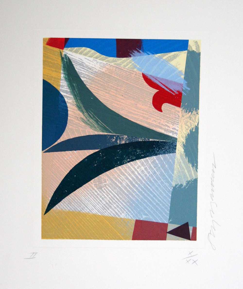 Stephen Bartlett PAIR - Jug (I) Leaf (II) woodblock with screenprint both X/XX signed 56 x 48 cm - Image 2 of 2