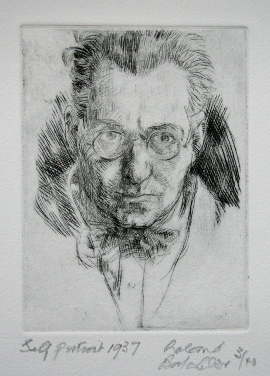 Roland Batchelor Self Portrait 1937 etching 9 of 40 signed 12 x 9 cm unframed On show at the