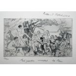 Roland Batchelor Pub garden invaded by Pan etching 23 of 40 signed 10 x 17 cm unframed On show at
