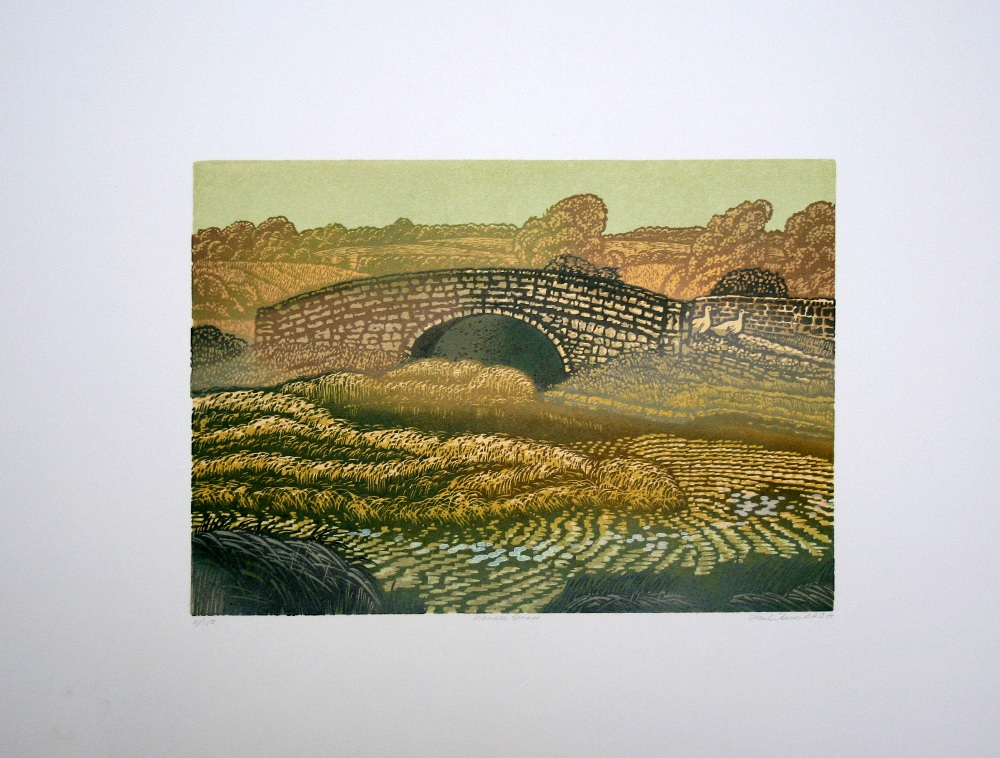 Paul Beck Wandle Grass screenprint 11 of 100 signed 57 x 74 cm unframed paper stain towards edge